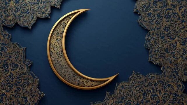 Islamic background for ramadan lantern and crescent moon. seamless looping 4K virtual video animation background