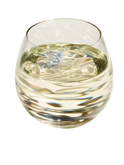 Clear glass filled with water and ice isolated on white background