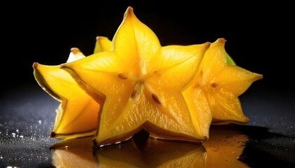 Star Fruit Close-Up - A Vibrant Display of Exotic Tropical Fruit.