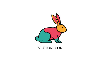 Fototapeta premium Colorful cartoon rabbit illustration with vibrant hues and playful design elements.