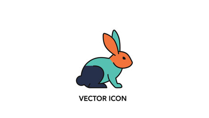 Fototapeta premium Colorful rabbit vector icon illustration, perfect for various design projects and branding.