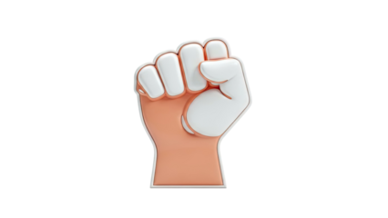 3D Rendered Fist Icon with White and Rose Gold Accents