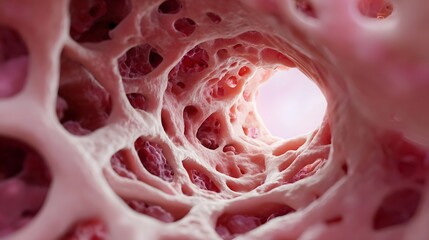 Internal microscopic view of porous biological tissue structure