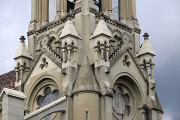 Detail of the bell tower of the Church of St. Peter and Paul in the city of Bern, Switzerland