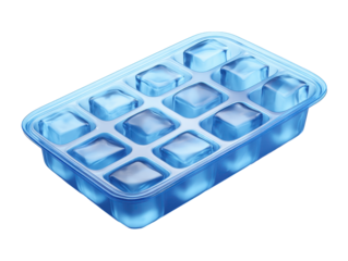 Reusable silicone freezer tray with empty cavities visible isolated on transparent background.
