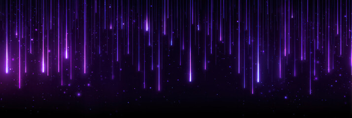 Abstract futuristic background with purple vertical lines and glowing light effects. Ideal for tech, science, or digital art projects, featuring neon glows and vibrant colors.