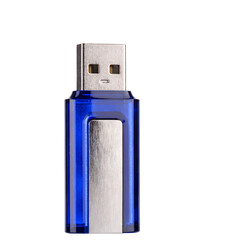 Modern blue USB flash drive with sleek silver connector