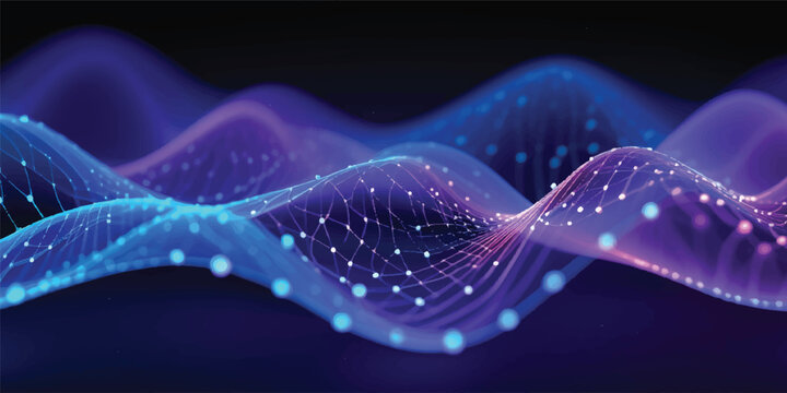 Abstract blue wave pattern with bright light and dynamic energy lines creating a technological vector illustration template