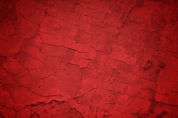 Cracked Red Wall Texture With Deep Fissures And Subtle Shadows For Background Design