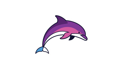 Obraz premium Vibrant and Playful Dolphin Illustration with Purple and Pink Hues, Jumping High.