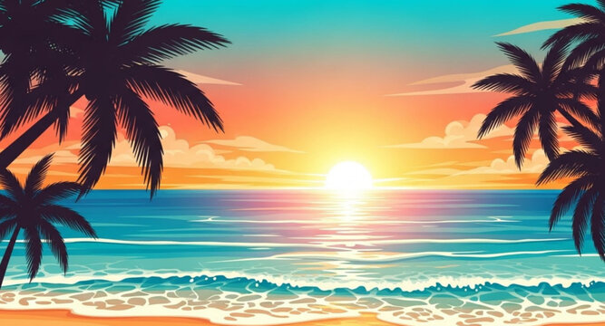tropical beach sunset