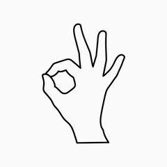 Obraz premium Hand Making OK Gesture Outline Illustration. Vector eps 10