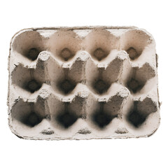 Close-up of an empty cardboard egg carton on black background