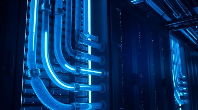 Blue Industrial Pipes and Tubing System.