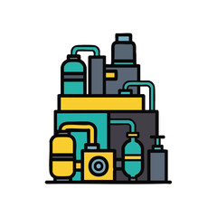 Modern industrial factory complex with pipes, tanks, and machinery, representing industry and manufacturing.