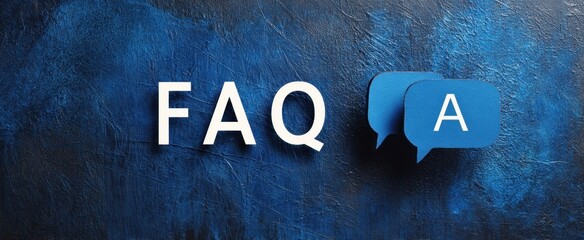 The FAQ concept with speech bubbles on blue textured background