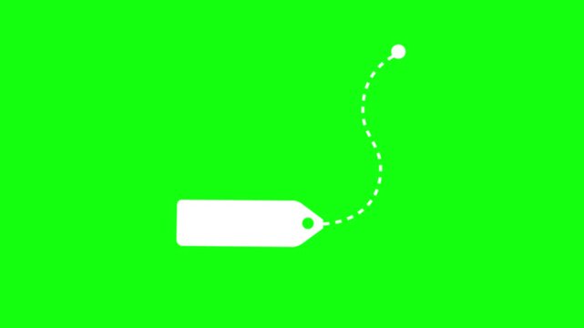 Price tag animation with simple dotted lines, green background, sales concept, 4k video