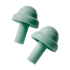 Close-up of green earplugs for hearing protection and noise reduction