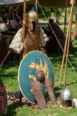 Lombards historical medieval reenactments armor weapons helmets after ancient Rome