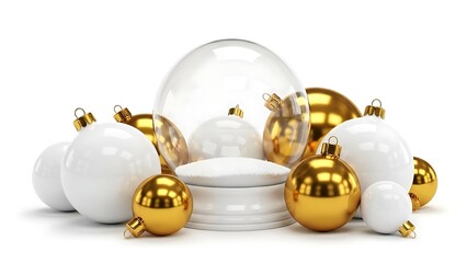 Elegant Christmas Ornaments Collection White and Gold Festive Decor.