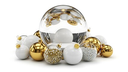Elegant Christmas Ornaments Collection with Gold and White Baubles.