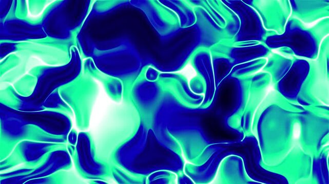 Abstract liquid metal waves in chromatic spectrum motion, glossy fluid texture, glowing highlights, hypnotic psychedelic flow, seamless loop animation, futuristic dark background 4k