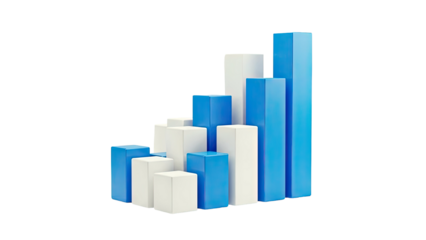 Abstract Bar Chart with Blue and White Bars