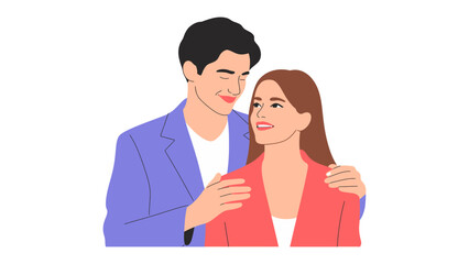 Fototapeta premium Couple's Candid Connection: A tender embrace unfolds as a couple shares an intimate moment, their eyes locked in a gaze of mutual affection, their smiles reflecting the depths of their feelings.