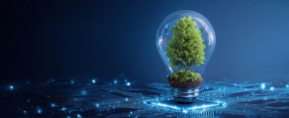 The Lightbulb Containing a Tree Symbolizing Sustainable Technology and Green Energy Innovation