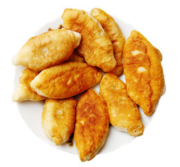 A plate of fried food with a white background