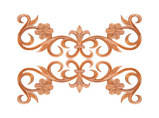 Pattern of flower carved on wood for decoration isolated 