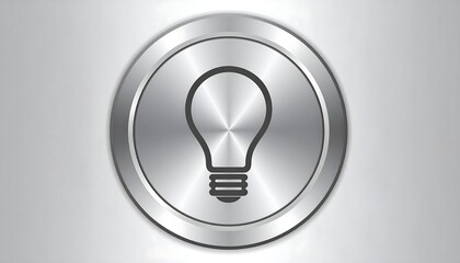 Metallic button with a lightbulb icon, modern, and simple
