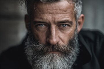 Obraz premium portrait of man with deep wrinkles and grey beard