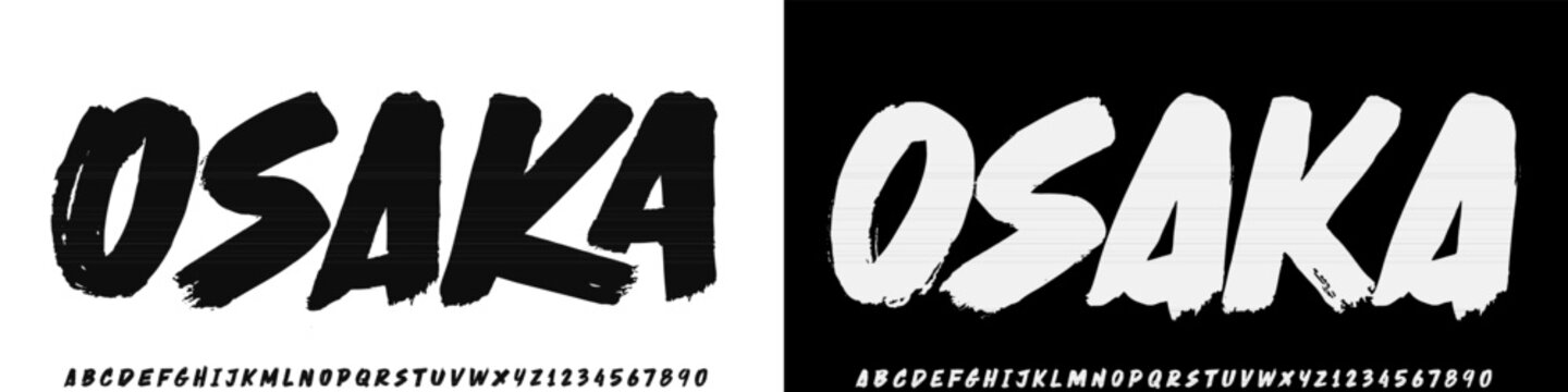 Bold brush vector font. Alphabet handmade brush with uppercase and lowercase.	