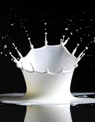 Milk crown splash, a dramatic still life in front of black background