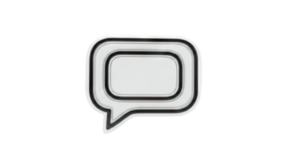 3D Chat Bubble Icon with Black Outline