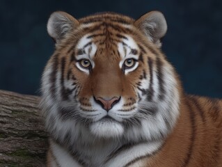 Obraz premium Majestic tiger face with intense gaze and detailed fur