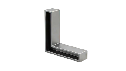 Black L-shaped corner bracket with hollow interior