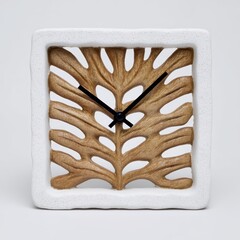Unique monstera leaf clock with textured frame