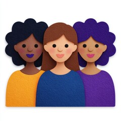 Diverse group of women with different hair colors and skin tones.