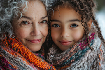 Cozy Knitting Lesson Between Grandmother and Her Young Granddaughter