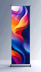 Modern colorful abstract rolling banner with flowing, vibrant shapes