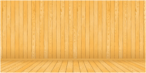 木目の壁と床の背景ベクターモックアップ素材｜Wood wall and floor mockup background