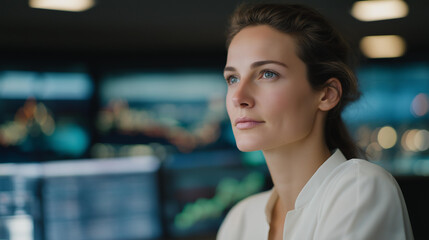 A power plant engineer profile double-exposed with turbine interiors and energy output graphs, illustrating energy generation, efficiency, and infrastructure reliability. cinematic color