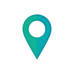 Modern, gradient-colored location pin icon against a white background