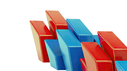 Abstract Red and Blue Geometric Shapes