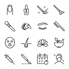 Simple Icon Set for Beauty, Salon, and Aesthetic Medicine