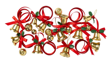 Vector illustration set of gold christmas tree decorations and bicycle icons featuring a seamless pattern design for celebration ornaments