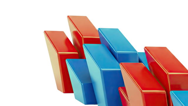 Abstract Red and Blue Geometric Shapes - Powered by Adobe