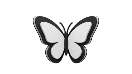 3D Black and White Butterfly Icon